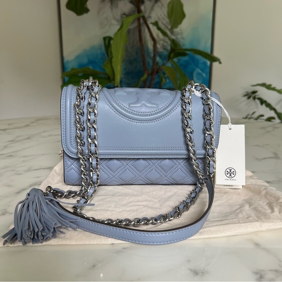 NWT Tory Burch Fleming Small Convertible Shoulder Crossbody Bag Cloud Blue - Picture 1 of 16